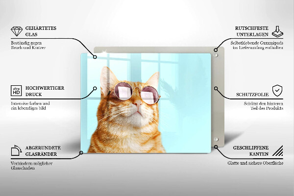 Cubre vitrocerámica Gato rojo con gafas