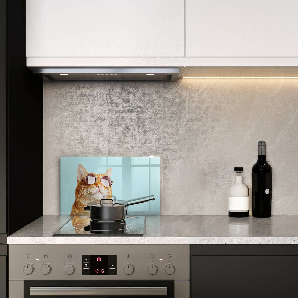 Cubre vitrocerámica Gato rojo con gafas