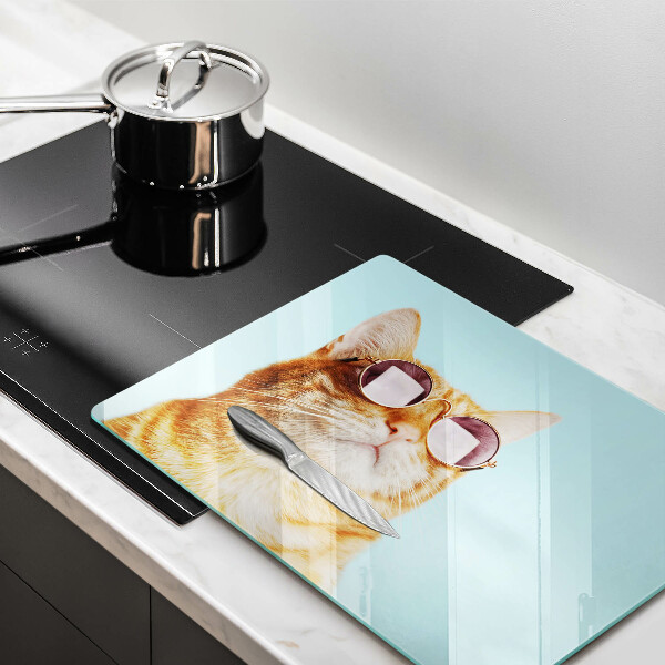 Cubre vitrocerámica Gato rojo con gafas