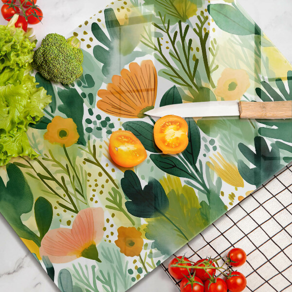 Cubre vitrocerámica flores pintadas