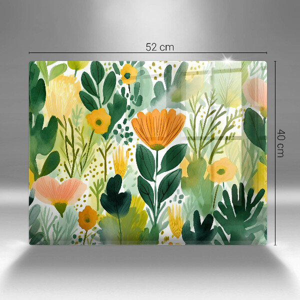 Cubre vitrocerámica flores pintadas