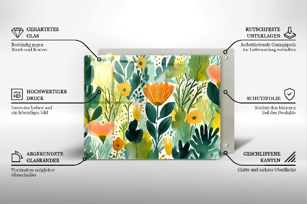 Cubre vitrocerámica flores pintadas