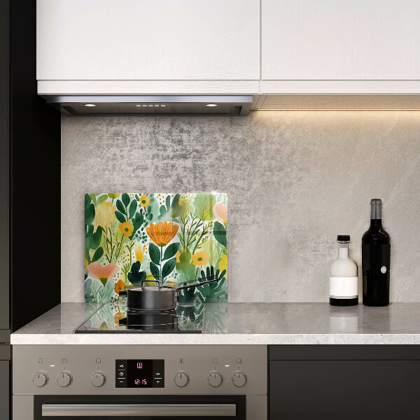 Cubre vitrocerámica flores pintadas