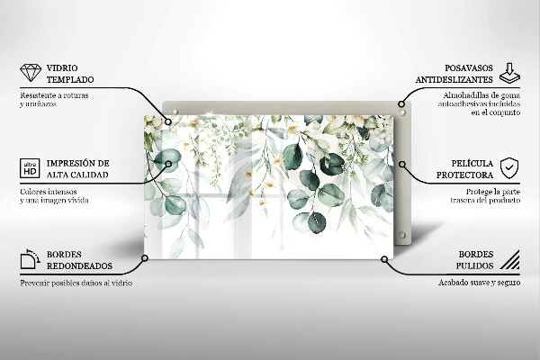 Cubre vitrocerámica Plantas de acuarela