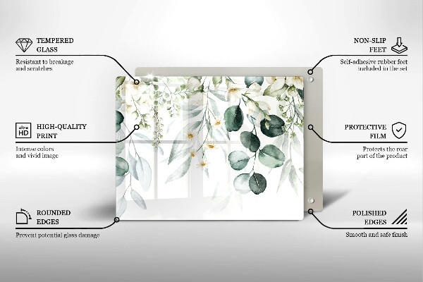 Cubre vitrocerámica Plantas de acuarela