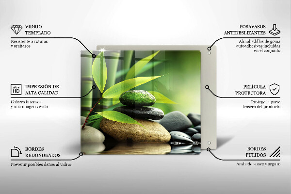 Protector encimera Piedras de bambú zen