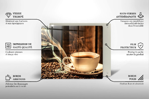 Protector encimera Taza y granos de café