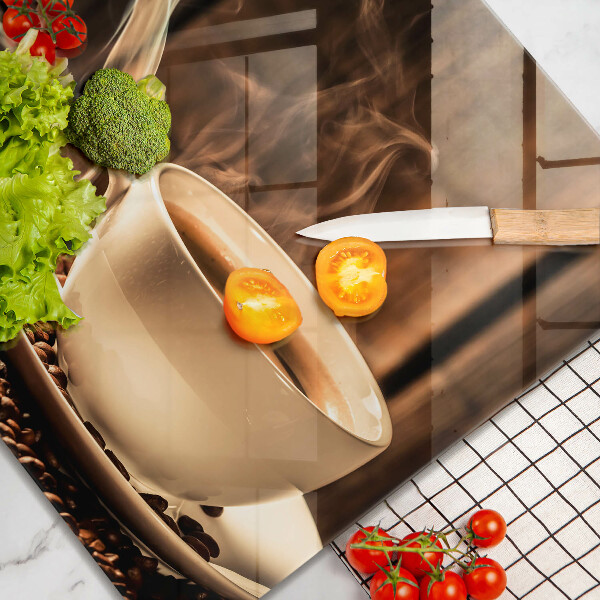 Protector encimera Taza y granos de café