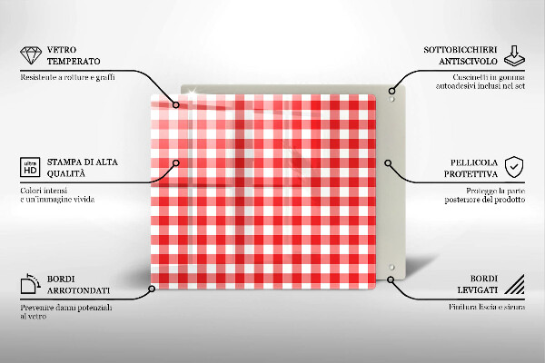 Protector encimera Patrón de cuadros rojos y blancos