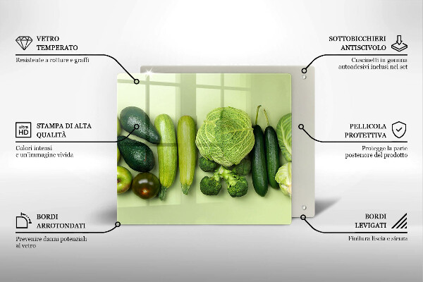 Protector encimera Frutas y verduras verdes