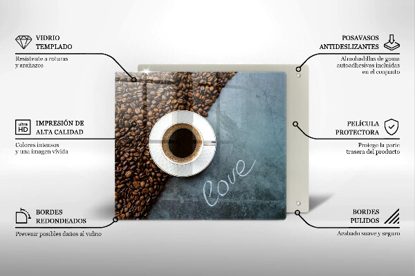 Protector encimera Granos de café y taza