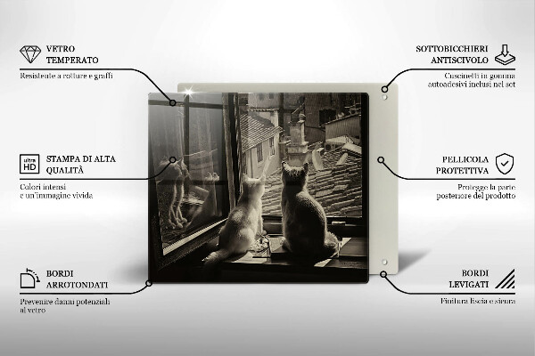 Protector encimera Ventana y ciudad de gatos