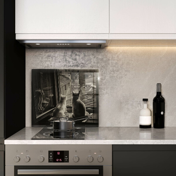 Protector encimera Ventana y ciudad de gatos