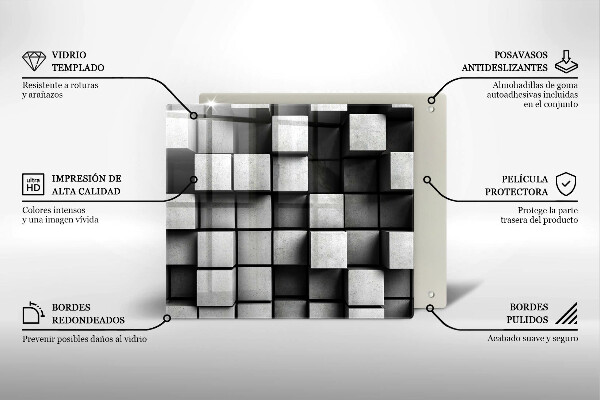 Protector encimera Cuadrados abstractos 3d