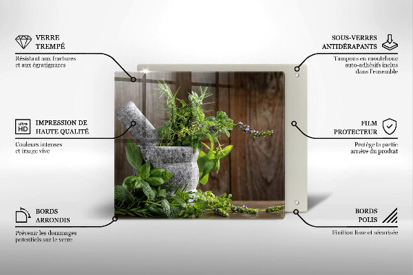 Protector encimera Plantas hierbas y madera