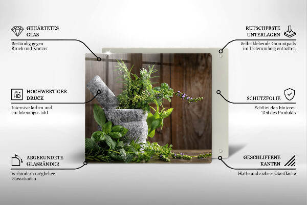 Protector encimera Plantas hierbas y madera