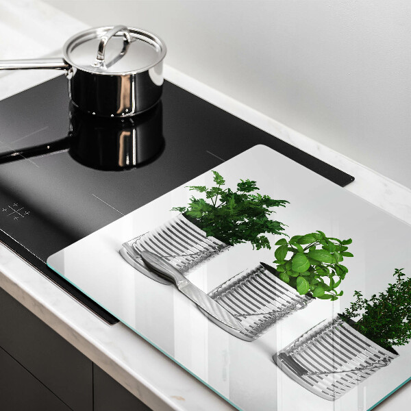 Protector encimera Macetas con plantas herbáceas