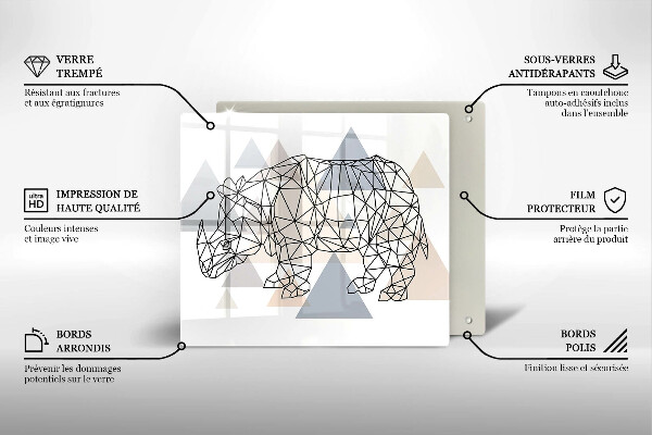 Protector encimera Rinoceronte de arte lineal