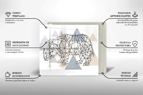 Protector encimera Rinoceronte de arte lineal
