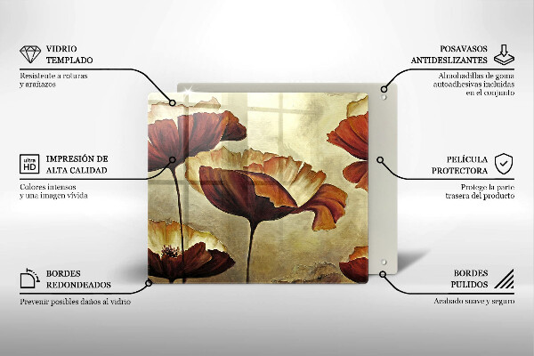 Protector encimera Flores boho pintadas