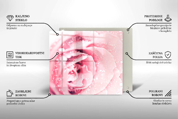 Protector encimera Gotas de rocío y flor de rosa