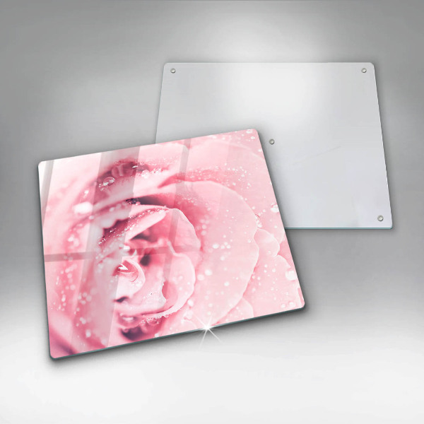 Protector encimera Gotas de rocío y flor de rosa