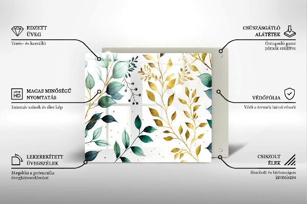 Protector encimera Hojas verdes y doradas