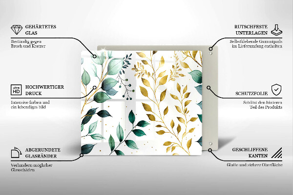 Protector encimera Hojas verdes y doradas