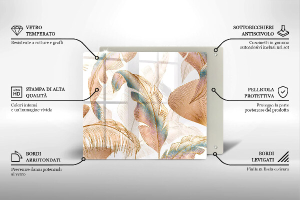 Protector encimera Plumas y hojas boho