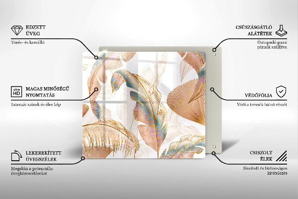 Protector encimera Plumas y hojas boho