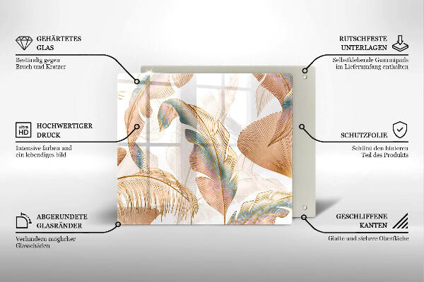 Protector encimera Plumas y hojas boho