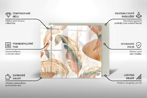 Protector encimera Plumas y hojas boho