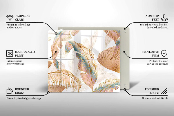 Protector encimera Plumas y hojas boho