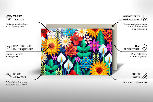 Cubre vitrocerámica Ilustración de pradera de flores