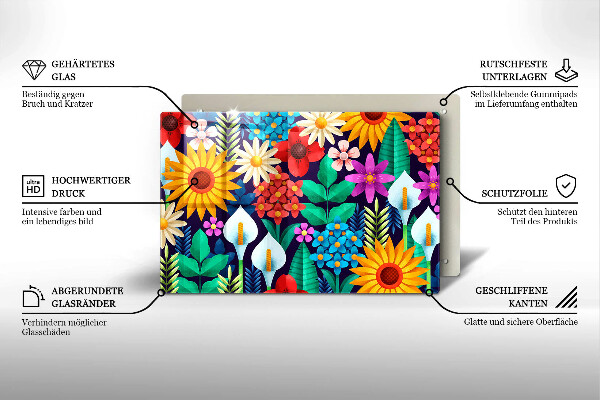 Cubre vitrocerámica Ilustración de pradera de flores