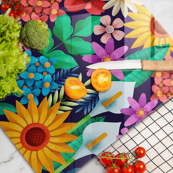 Cubre vitrocerámica Ilustración de pradera de flores