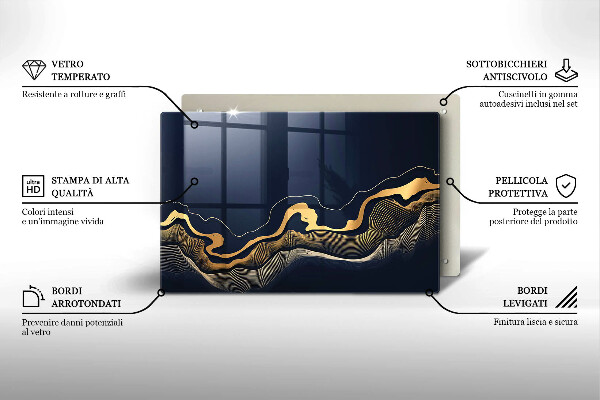 Cubre vitrocerámica Líneas doradas abstractas