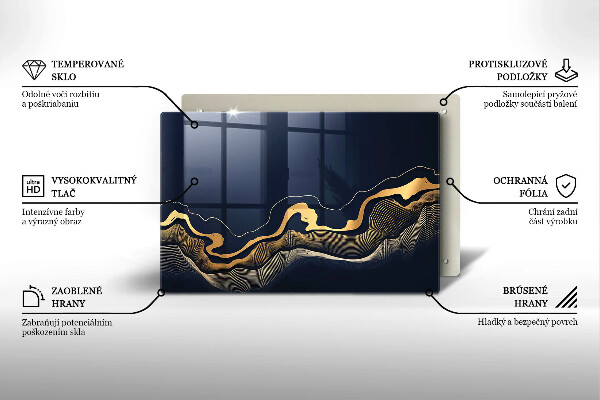 Cubre vitrocerámica Líneas doradas abstractas