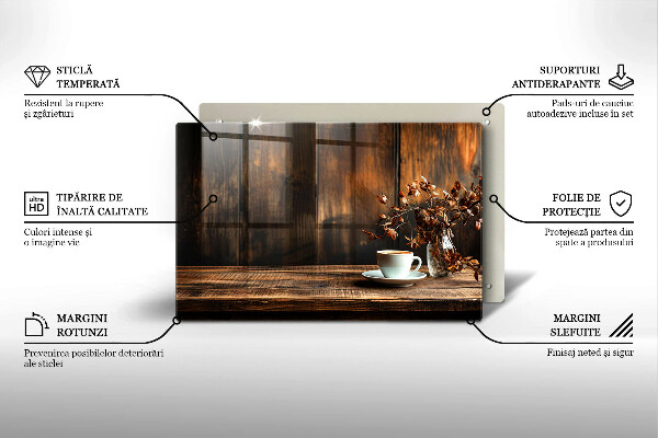 Protector placa inducción Taza de café y madera