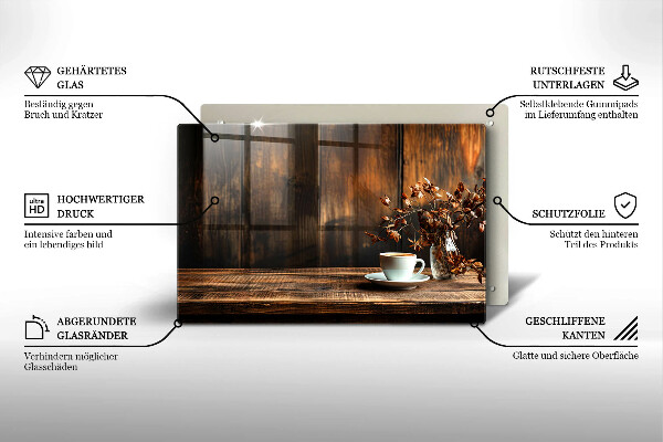 Protector placa inducción Taza de café y madera