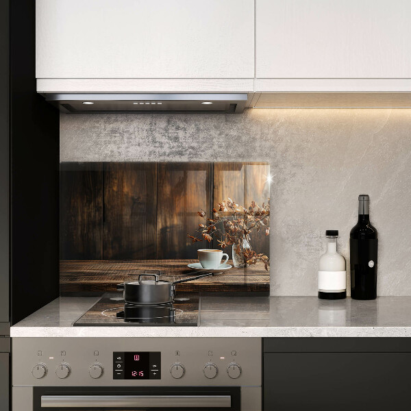 Protector placa inducción Taza de café y madera