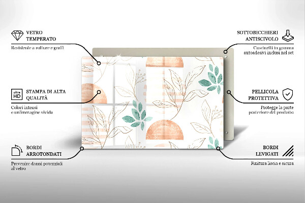 Cubre vitrocerámica Patrón de hojas boho