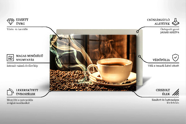 Cubre encimera Taza y granos de café