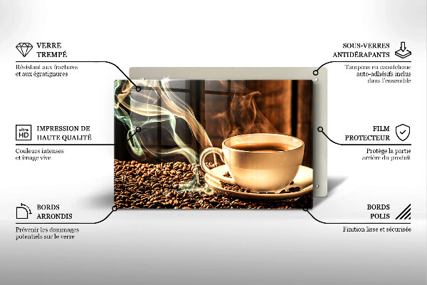 Cubre encimera Taza y granos de café