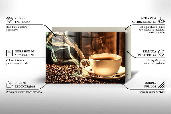 Cubre encimera Taza y granos de café