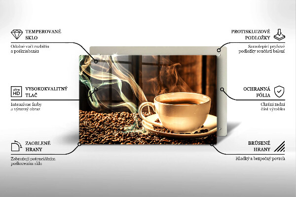 Cubre encimera Taza y granos de café