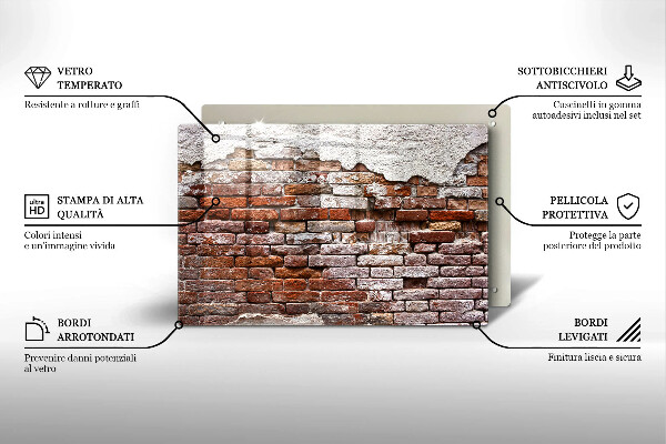 Cubre vitrocerámica Viejo muro de ladrillo y hormigón