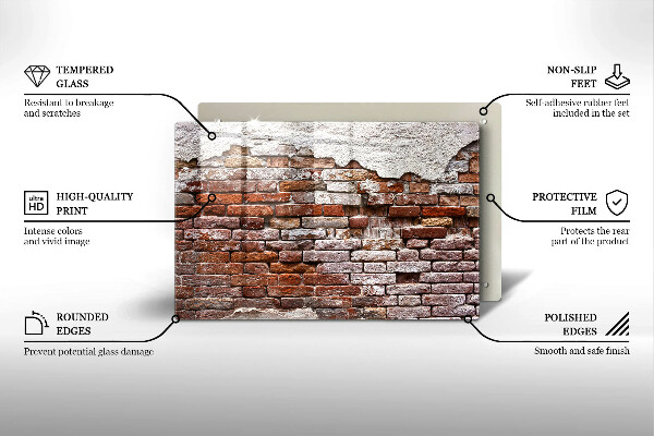 Cubre vitrocerámica Viejo muro de ladrillo y hormigón