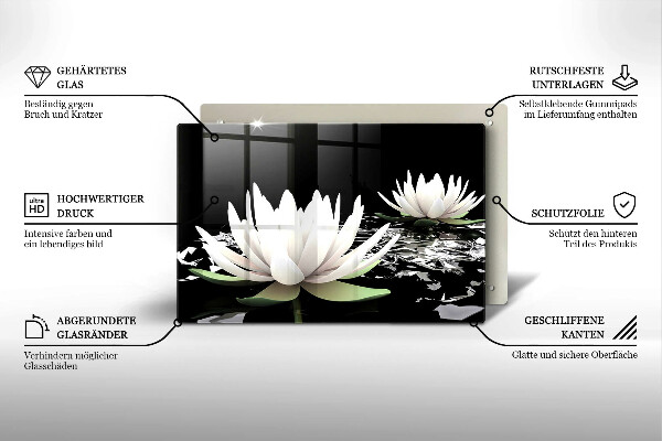 Cubre vitrocerámica Lirios blancos en el agua