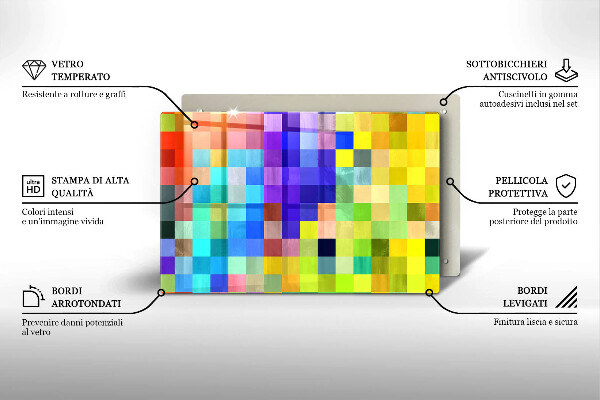 Cubre vitrocerámica Cuadrados de píxeles de colores